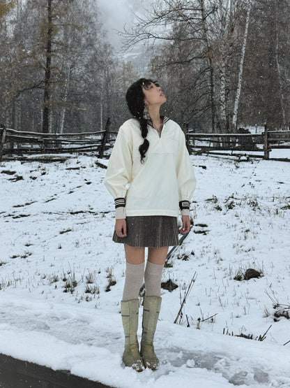 QUORRA S CHORD Cream Spliced Cashmere Sailor Collar Women&