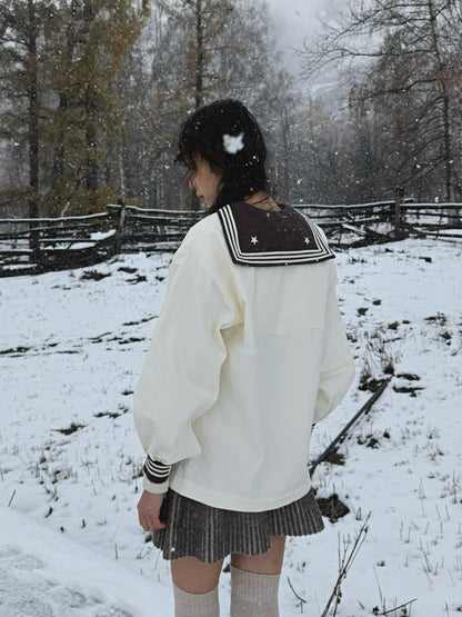 QUORRA S CHORD Cream Spliced Cashmere Sailor Collar Women&
