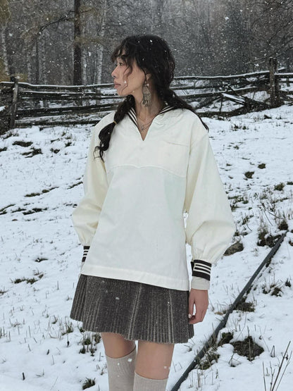 QUORRA S CHORD Cream Spliced Cashmere Sailor Collar Women&