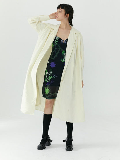 QUORRA S CHORD Cream White Special Texture Padded Shoulders Bow Women&