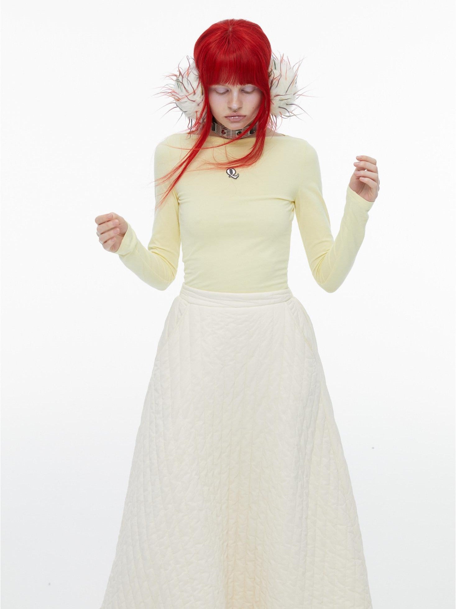 QUORRA S CHORD Cream Yellow Colorblock Bardot Backless Women&