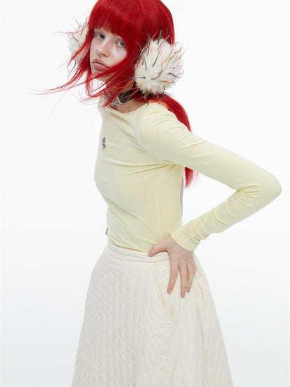 QUORRA S CHORD Cream Yellow Colorblock Bardot Backless Women&