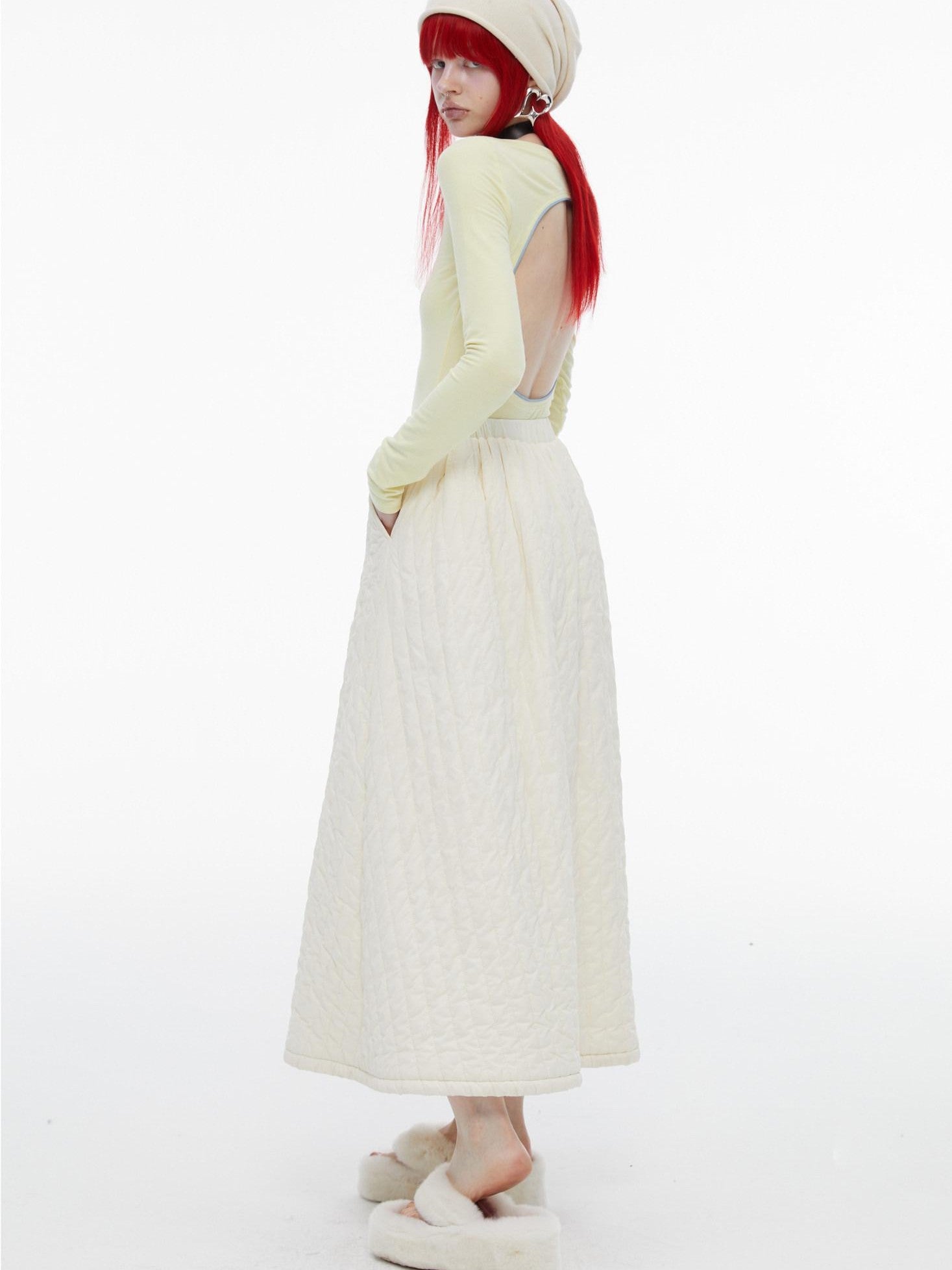 QUORRA S CHORD Cream Yellow Colorblock Bardot Backless Women&