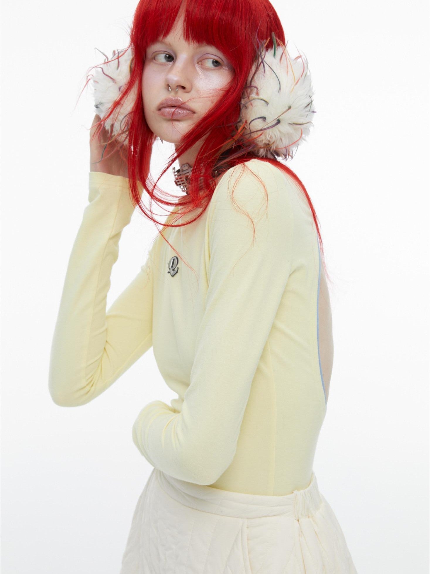QUORRA S CHORD Cream Yellow Colorblock Bardot Backless Women&