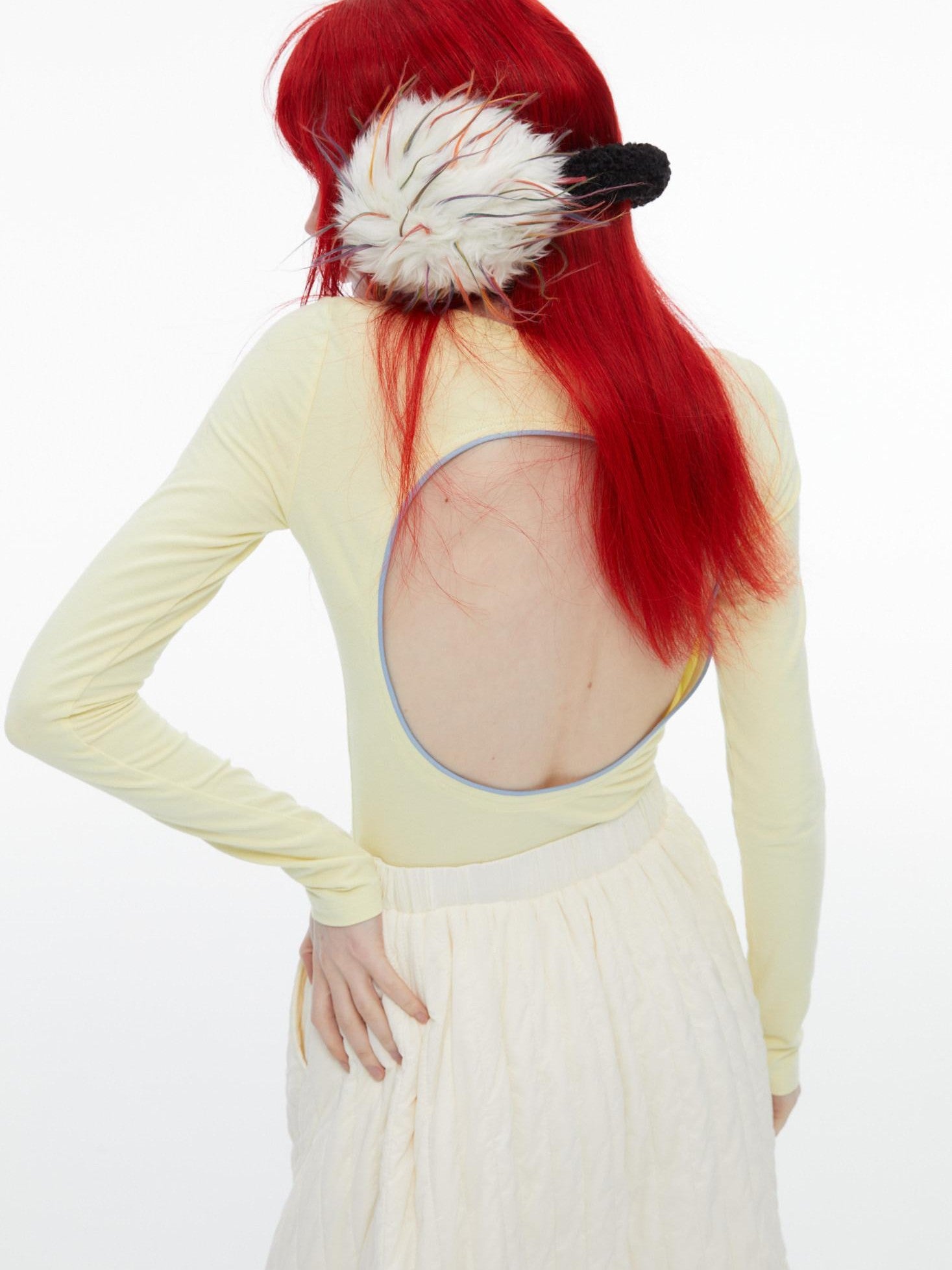 QUORRA S CHORD Cream Yellow Colorblock Bardot Backless Women&
