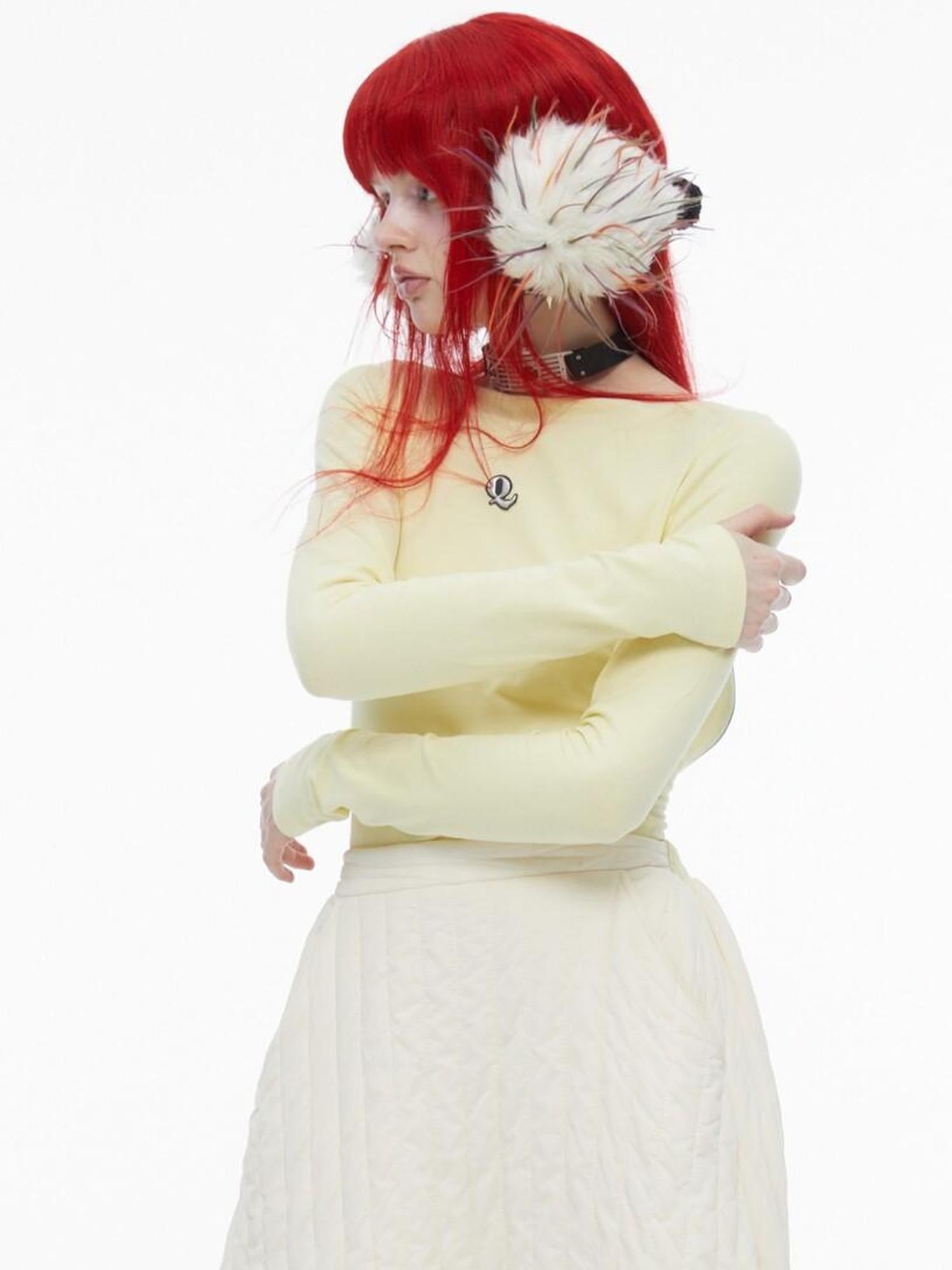 QUORRA S CHORD Cream Yellow Colorblock Bardot Backless Women&