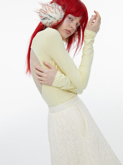 QUORRA S CHORD Cream Yellow Colorblock Bardot Backless Women&