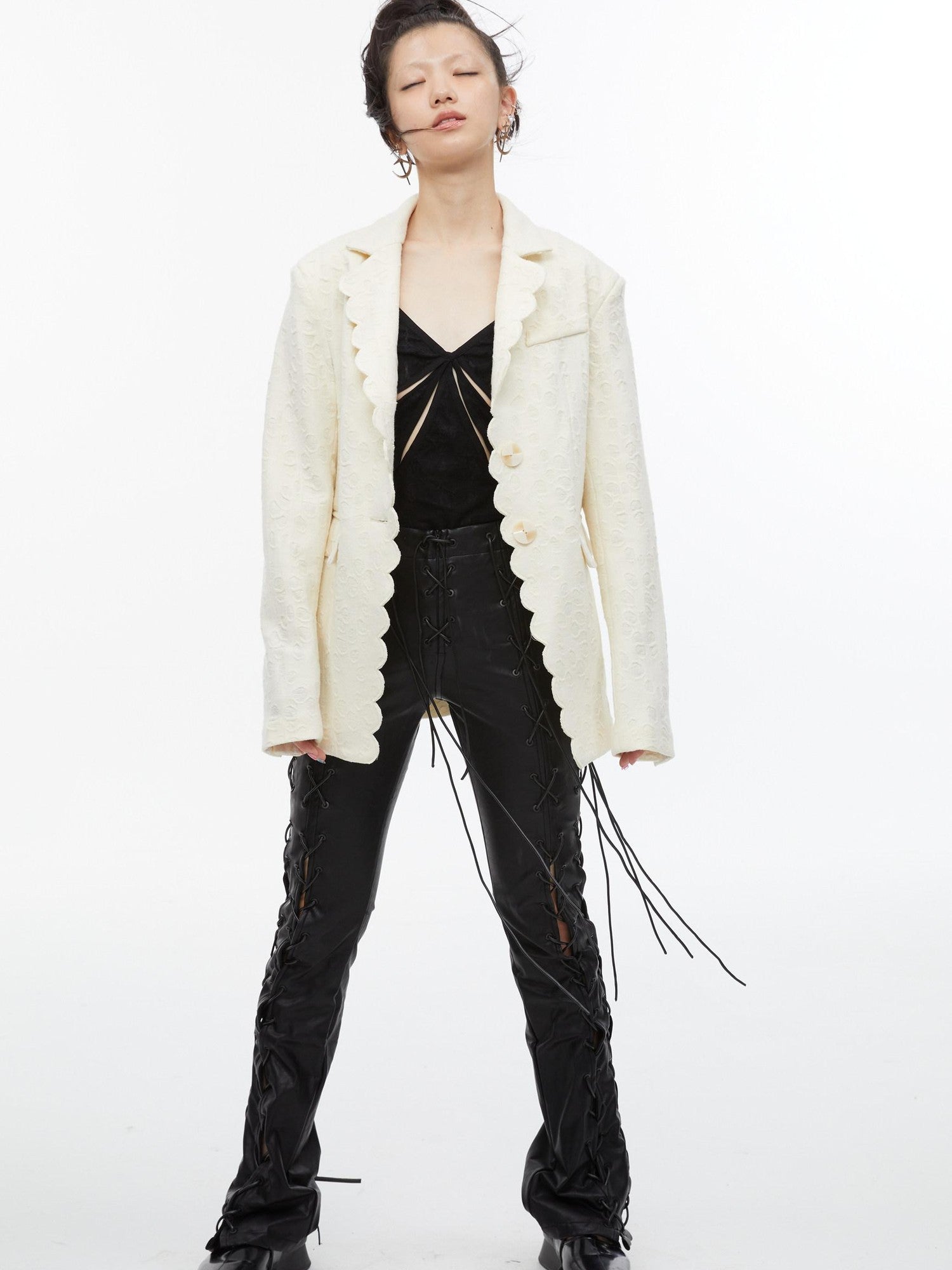 QUORRA S CHORD Creamy Cheese Texture Loose Relaxed Fit Women&