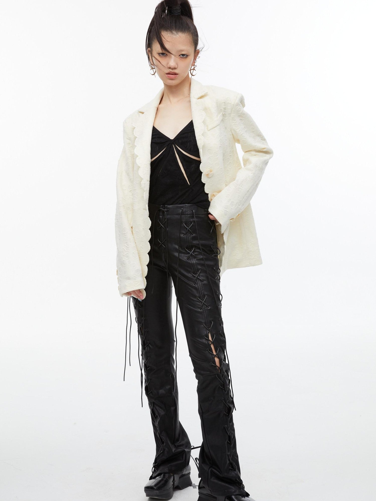 QUORRA S CHORD Creamy Cheese Texture Loose Relaxed Fit Women&