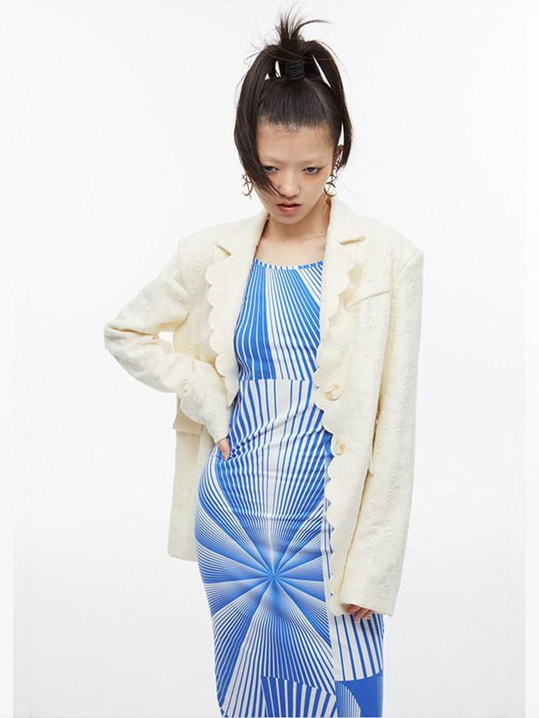 QUORRA S CHORD Creamy Cheese Texture Loose Relaxed Fit Women&