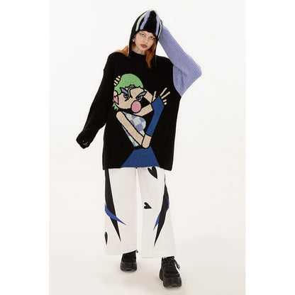 QUORRA_S_CHORD_Cute_Q_Character_Contrast_Ribbed_Women&