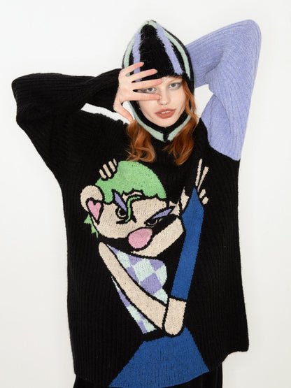 QUORRA S CHORD Cute Q Character Contrast Ribbed Women&