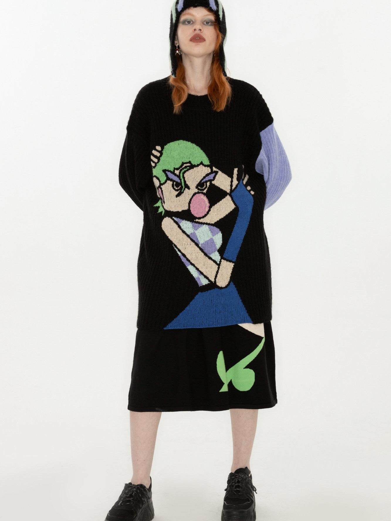 QUORRA S CHORD Cute Q Character Contrast Ribbed Women&