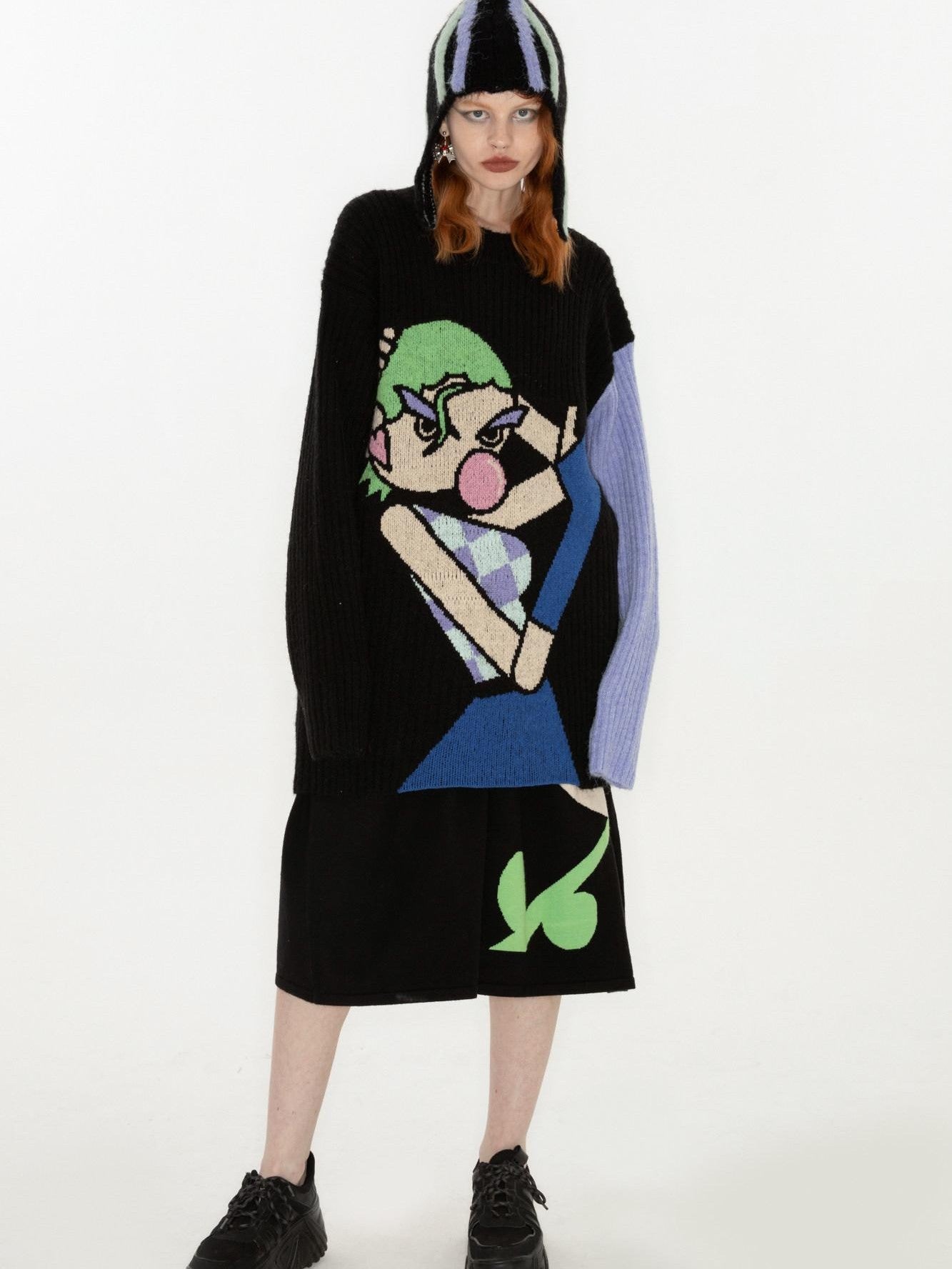 QUORRA S CHORD Cute Q Character Contrast Ribbed Women&