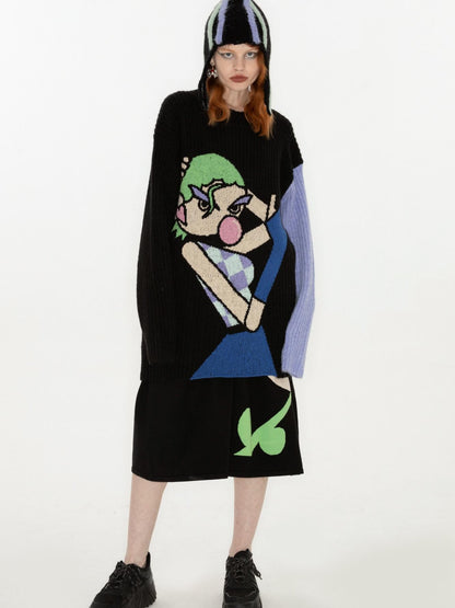 QUORRA S CHORD Cute Q Character Contrast Ribbed Women&
