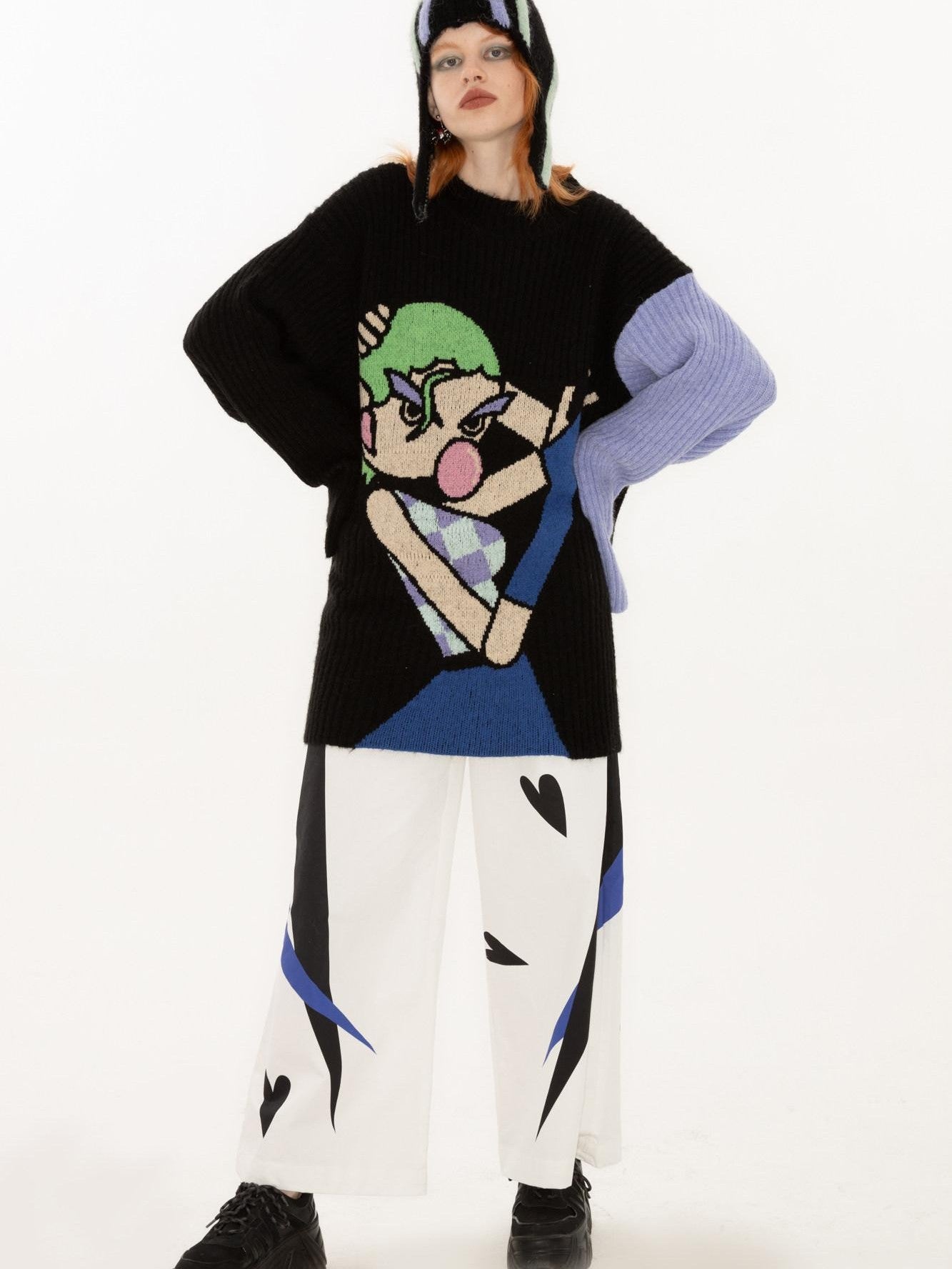 QUORRA S CHORD Cute Q Character Contrast Ribbed Women&