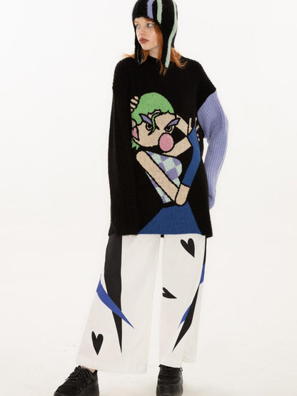 QUORRA S CHORD Cute Q Character Contrast Ribbed Women&