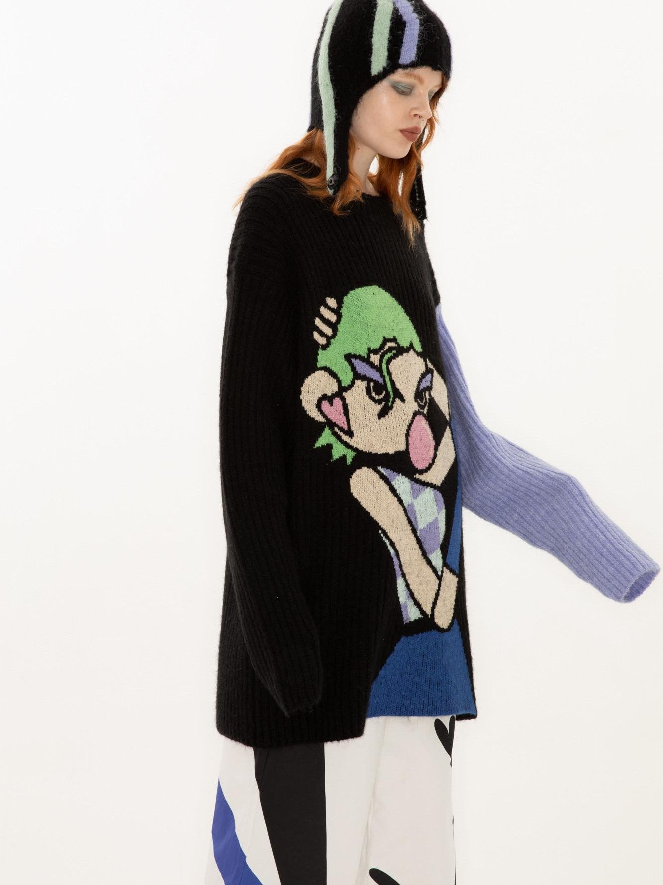 QUORRA S CHORD Cute Q Character Contrast Ribbed Women&