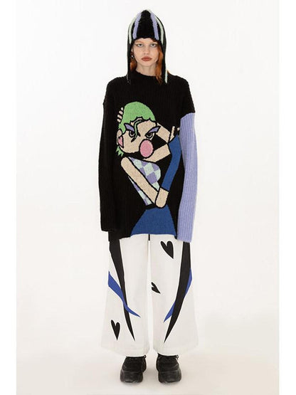 QUORRA S CHORD Cute Q Character Contrast Ribbed Women&