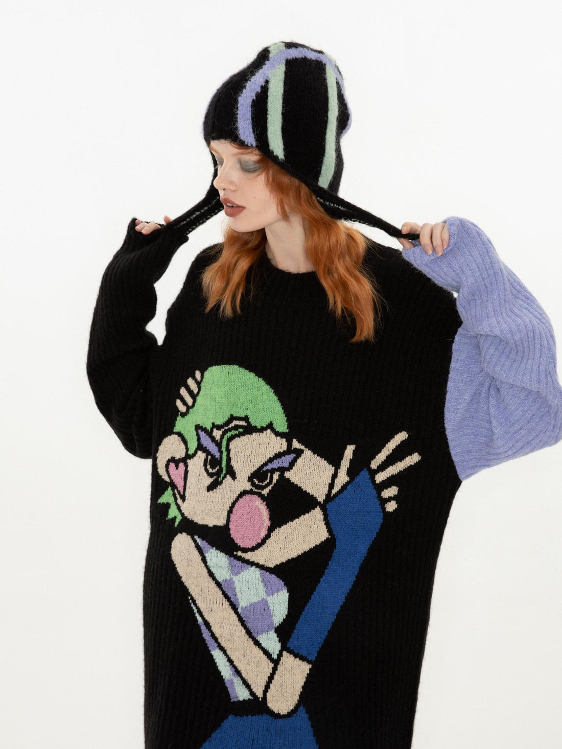 QUORRA S CHORD Cute Q Character Contrast Ribbed Women&