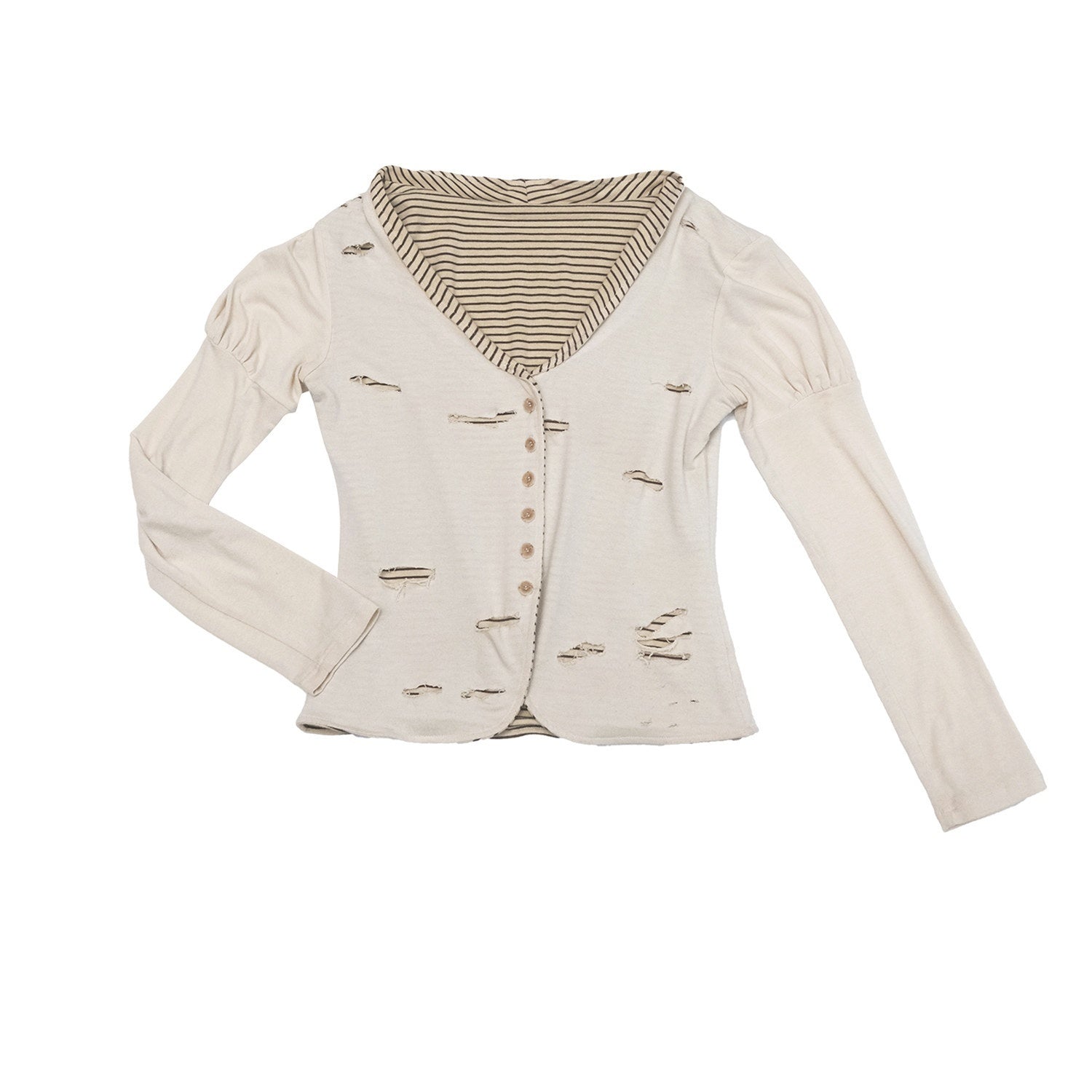QUORRA_S_CHORD_Distressed_Stretch_Blazer_Puff_Leg_Of_Mutton_Women&