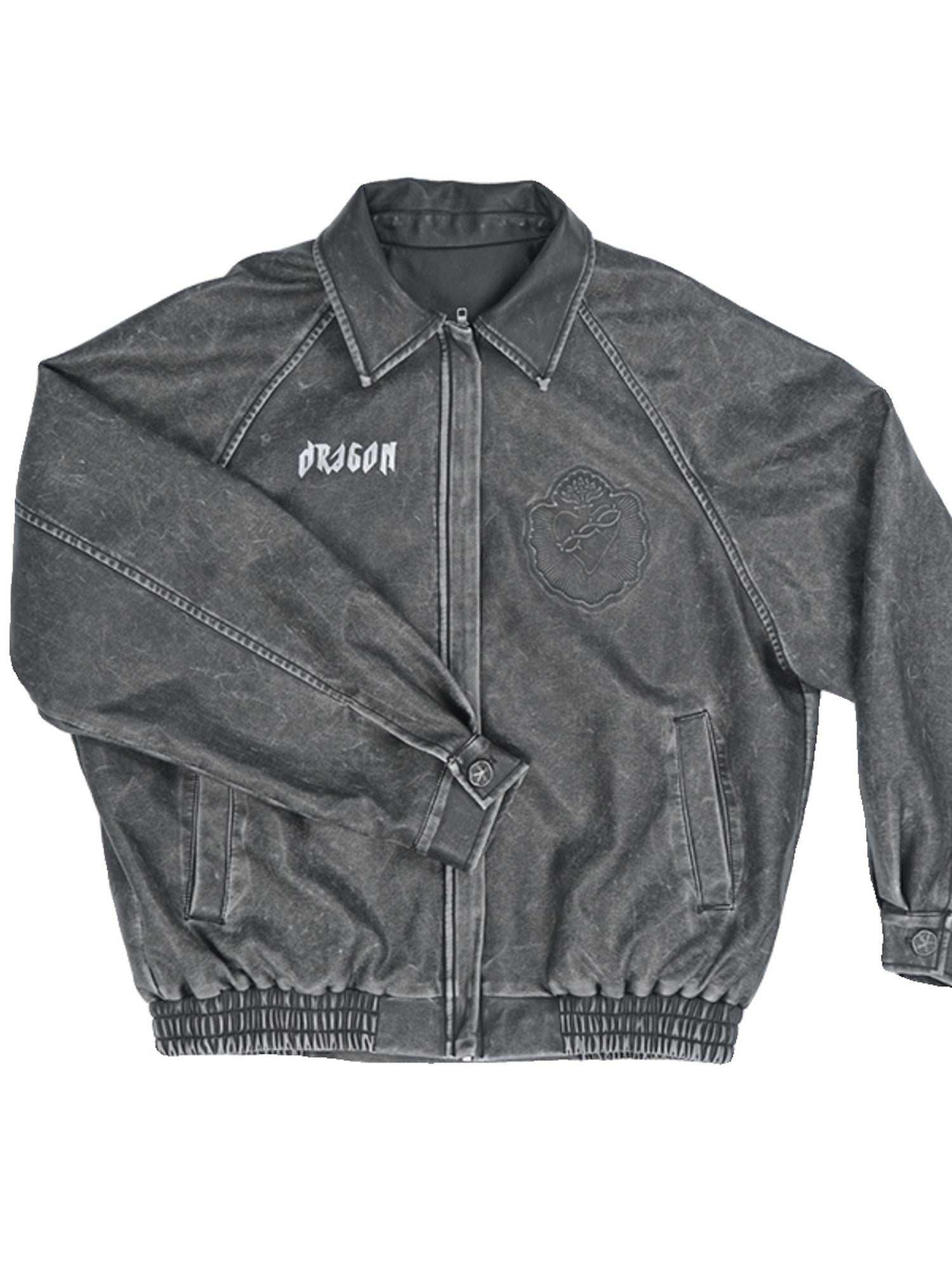 QUORRA S CHORD Dragon Embossed Silver Print Washed Distressed Women&