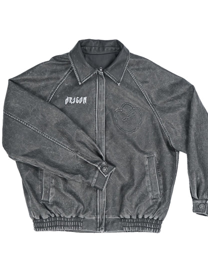 QUORRA S CHORD Dragon Embossed Silver Print Washed Distressed Women&