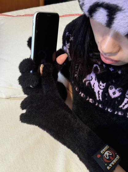 QUORRA S CHORD Fuzzy Knitted Touchscreen Full Finger Warm Women&