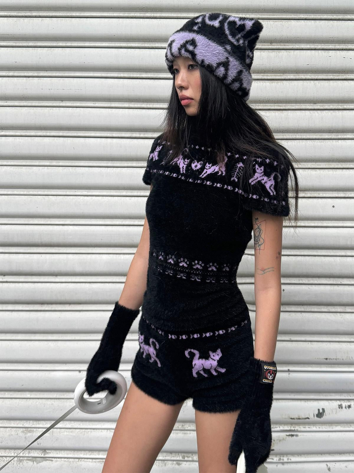 QUORRA S CHORD Fuzzy Knitted Touchscreen Full Finger Warm Women&