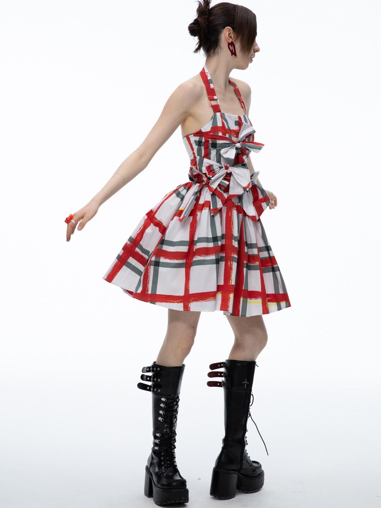 QUORRA S CHORD Graffiti Plaid Bow Punk Puffy Women&