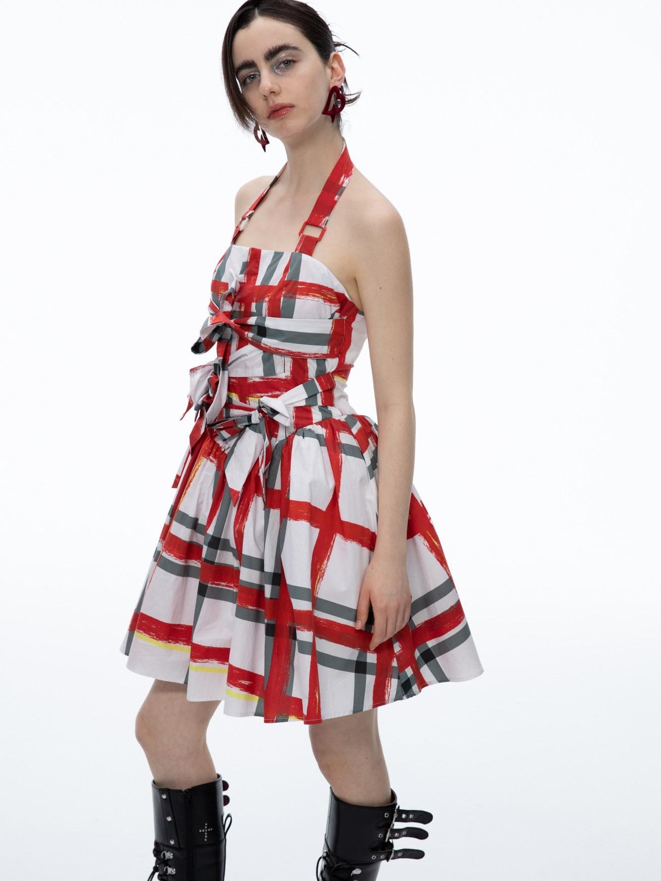 QUORRA S CHORD Graffiti Plaid Bow Punk Puffy Women&