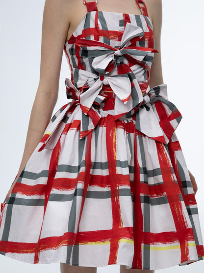 QUORRA S CHORD Graffiti Plaid Bow Punk Puffy Women&