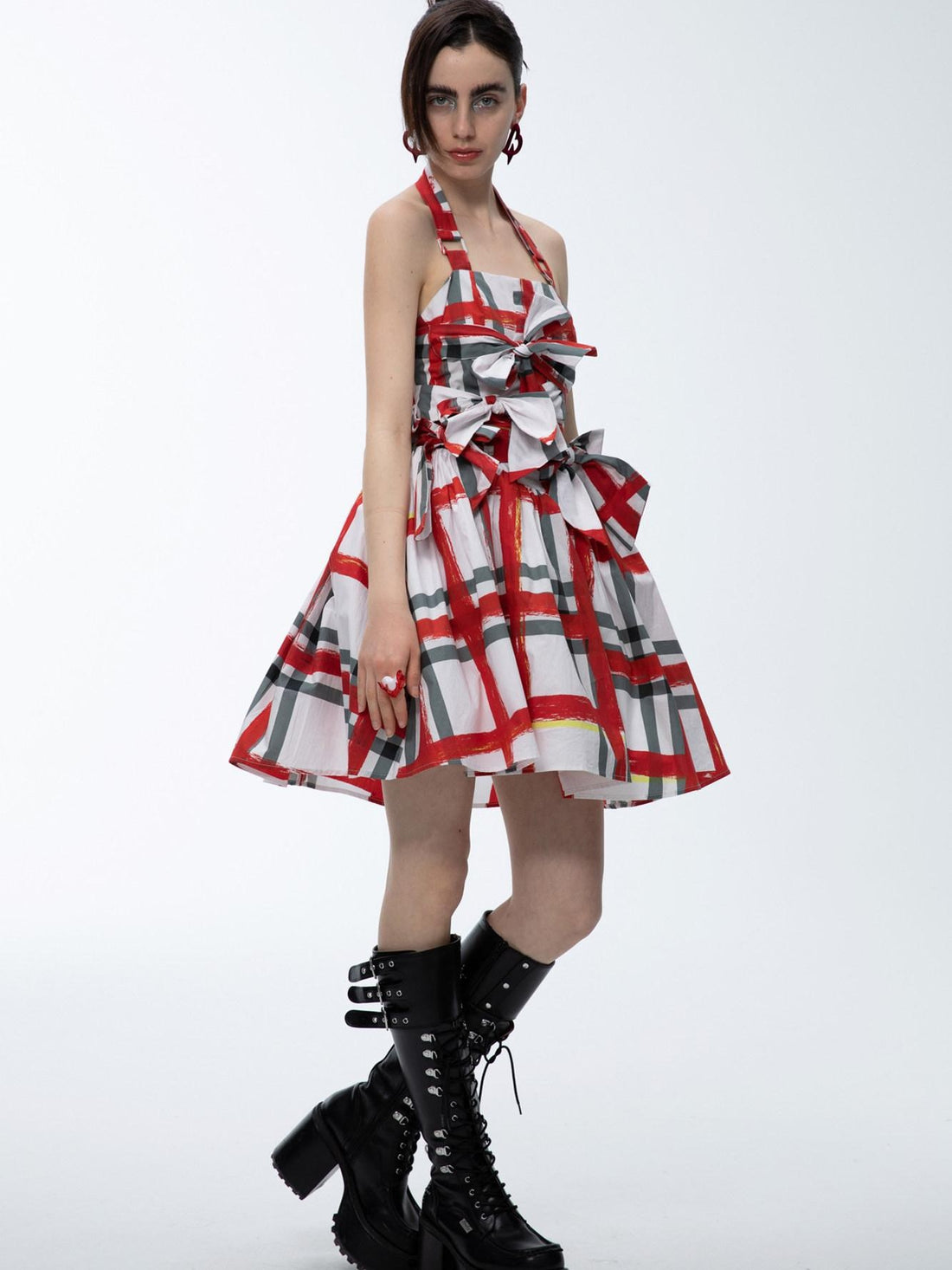 QUORRA S CHORD Graffiti Plaid Bow Punk Puffy Women&