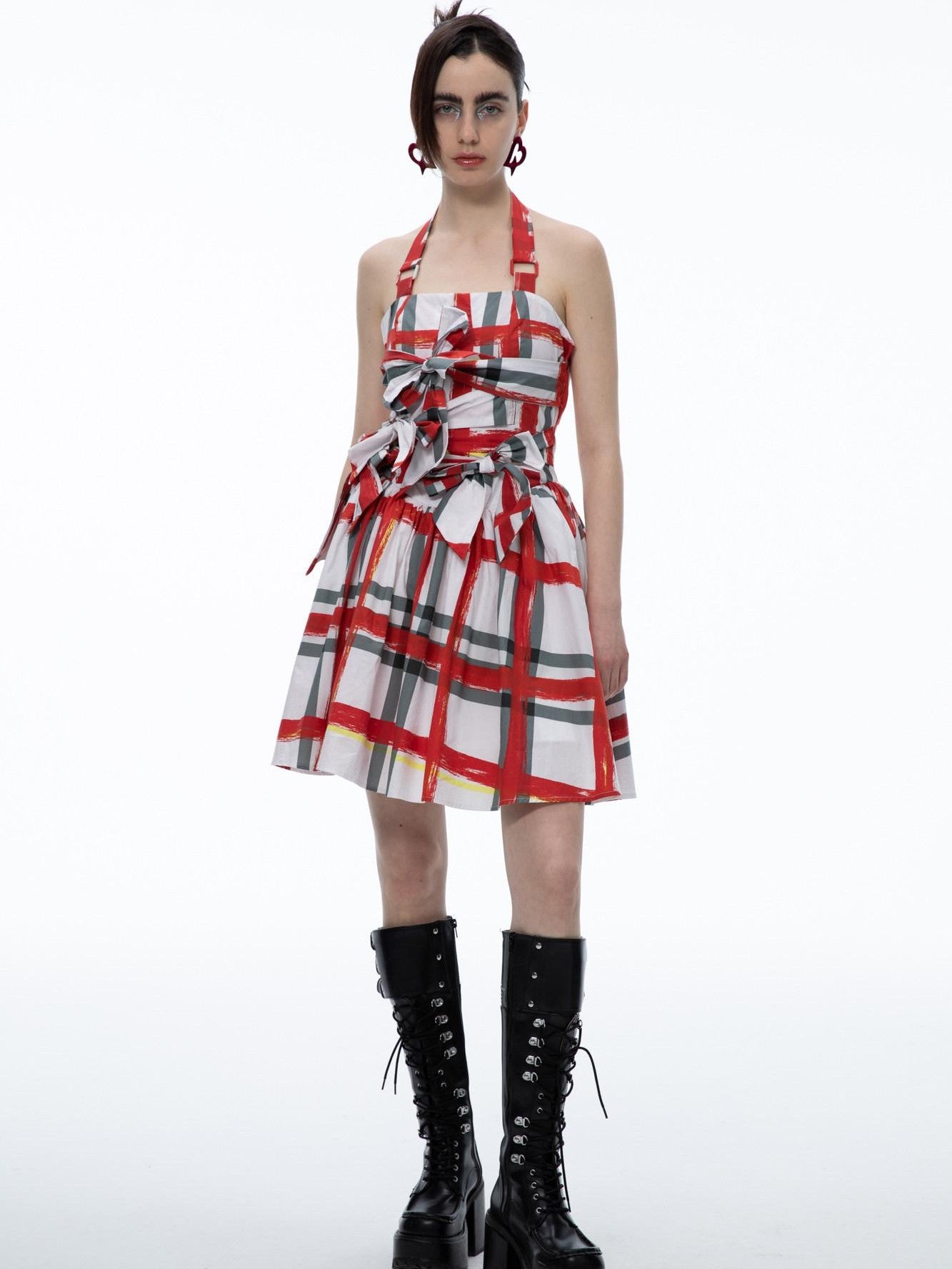 QUORRA S CHORD Graffiti Plaid Bow Punk Puffy Women&