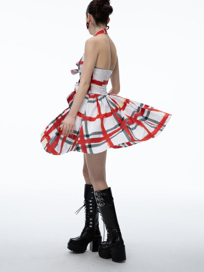 QUORRA S CHORD Graffiti Plaid Bow Punk Puffy Women&