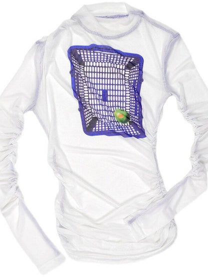 QUORRA S CHORD Green Apple Basket Print High Neck Women&