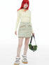 QUORRA S CHORD Green Boucle Knit Floral Button Quilted Padded Women&