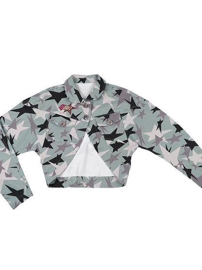 QUORRA S CHORD Green Camouflage Star Print High Waist Women&