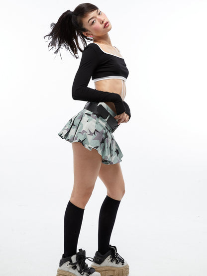 QUORRA S CHORD Green Camouflage Star Print Low Waist Women&