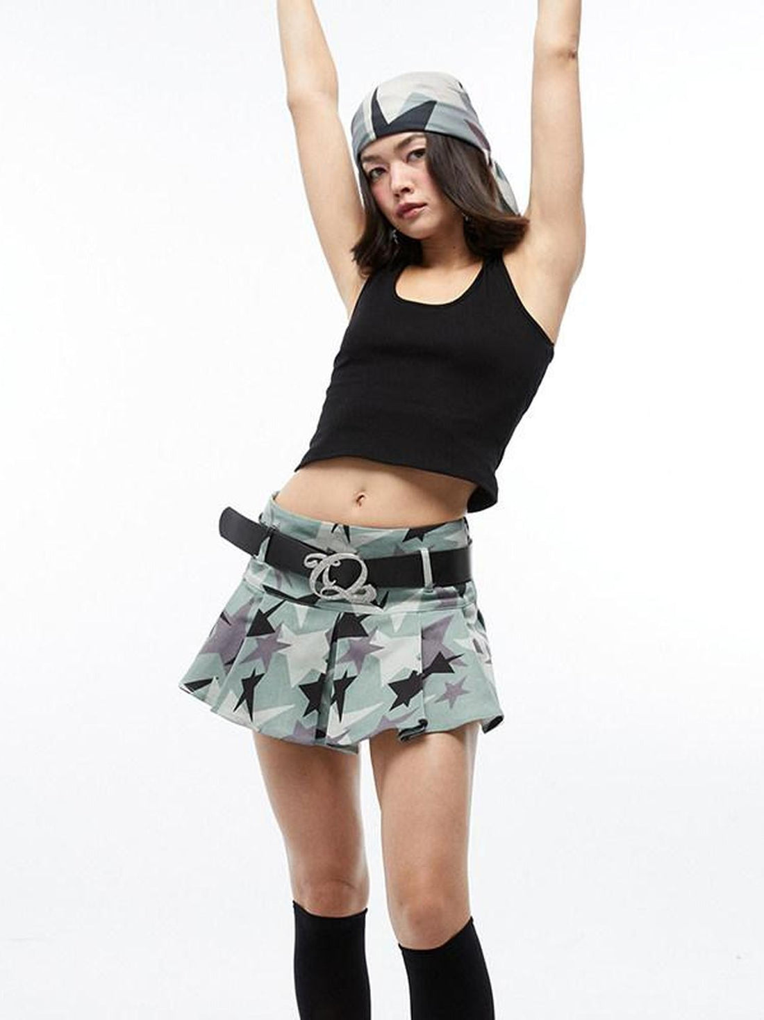QUORRA S CHORD Green Camouflage Star Print Low Waist Women&