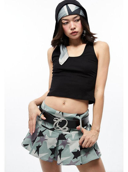 QUORRA S CHORD Green Camouflage Star Print Low Waist Women&