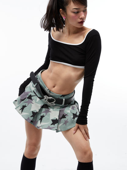 QUORRA S CHORD Green Camouflage Star Print Low Waist Women&