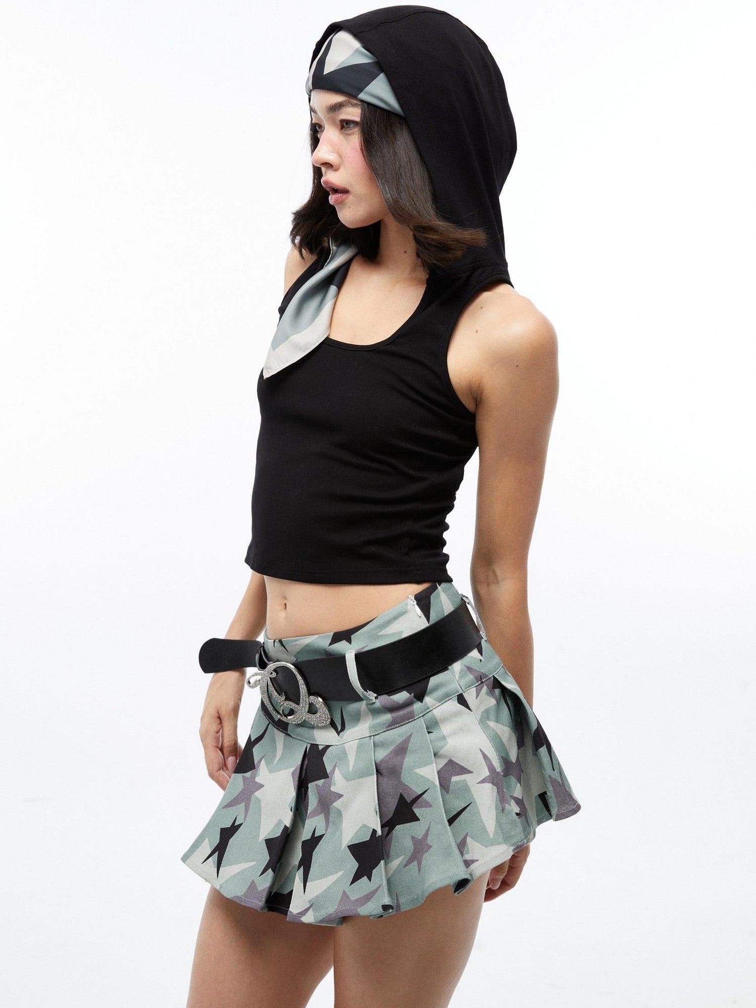 QUORRA S CHORD Green Camouflage Star Print Low Waist Women&