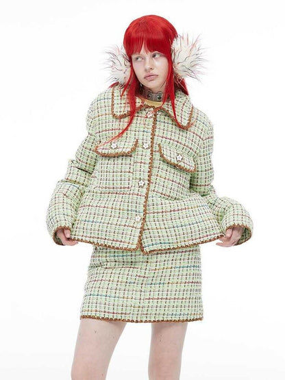 QUORRA S CHORD Green Delicate Woven Tweed Puffed Women&