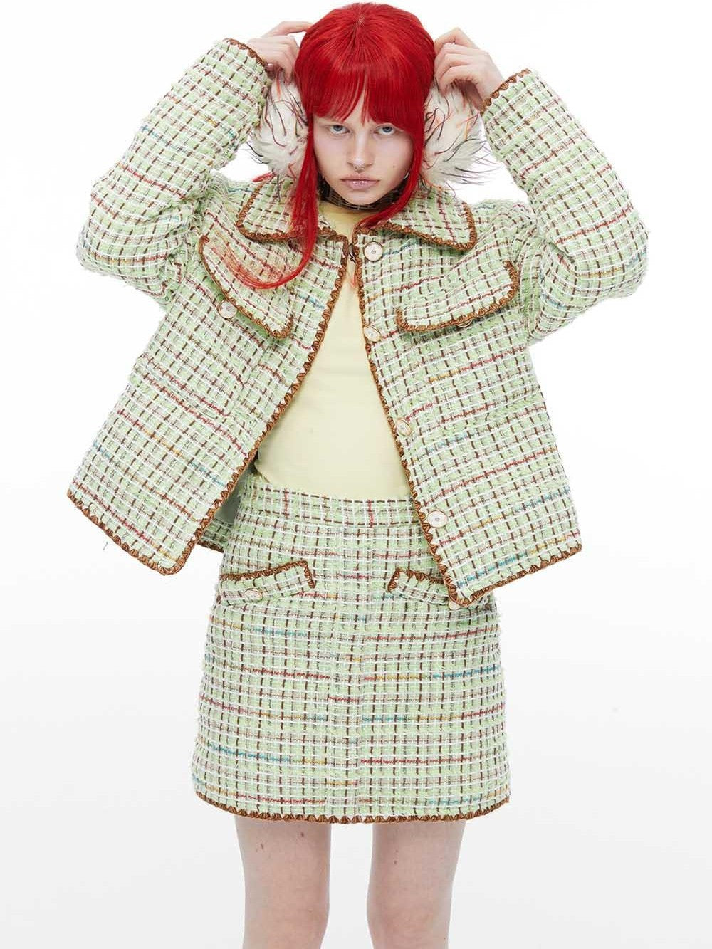 QUORRA S CHORD Green Delicate Woven Tweed Puffed Women&
