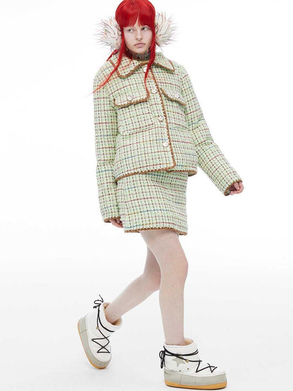 QUORRA S CHORD Green Delicate Woven Tweed Puffed Women&