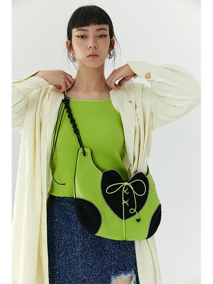 QUORRA S CHORD Heart Knit Patchwork Handmade Reflective Women&
