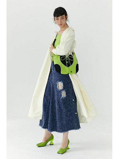 QUORRA S CHORD Heart Knit Patchwork Handmade Reflective Women&