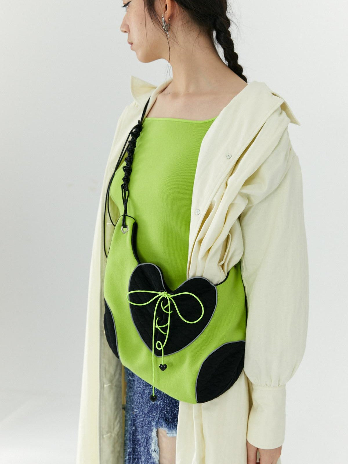 QUORRA S CHORD Heart Knit Patchwork Handmade Reflective Women&