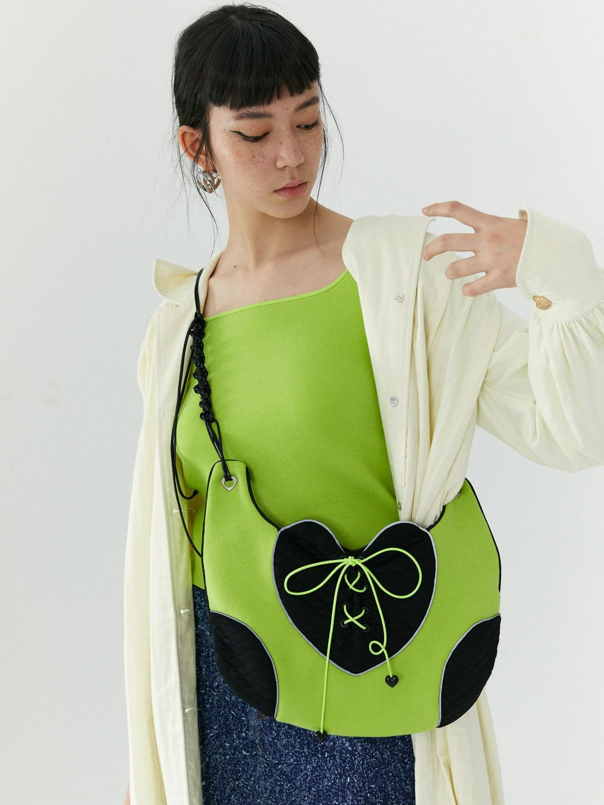 QUORRA S CHORD Heart Knit Patchwork Handmade Reflective Women&